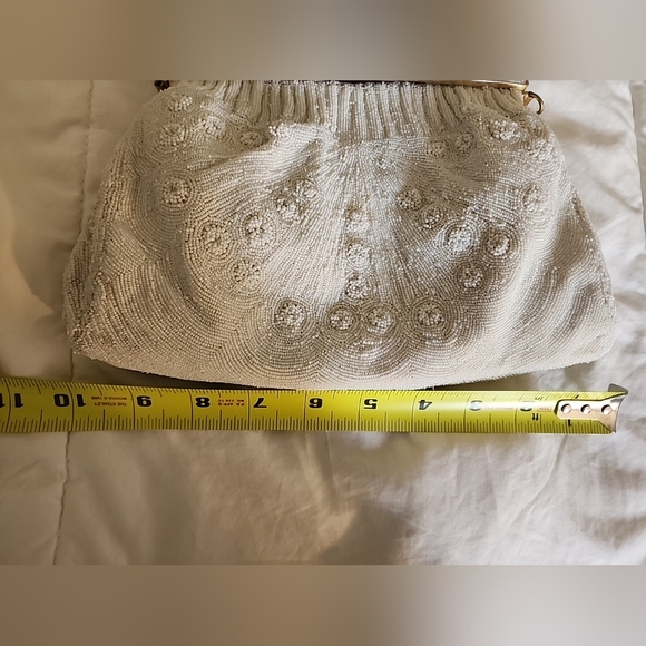 Morabito Vintage glass micro beaded Bag Lined in red Silk. Made In France. - Picture 14 of 16